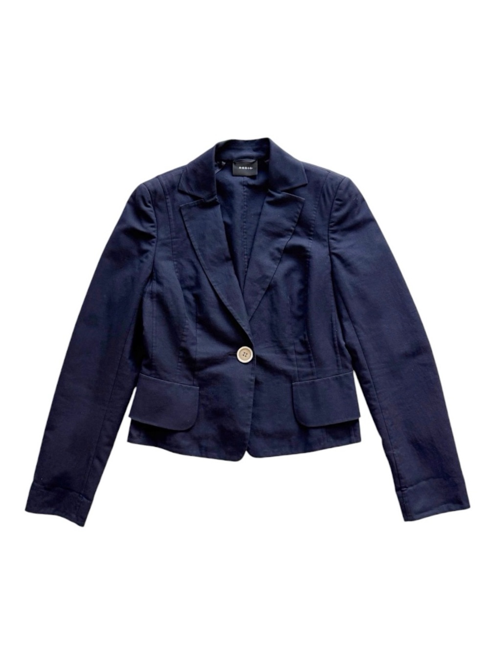 AKRIS Structured Single Button Navy Cotton Blazer Size 8